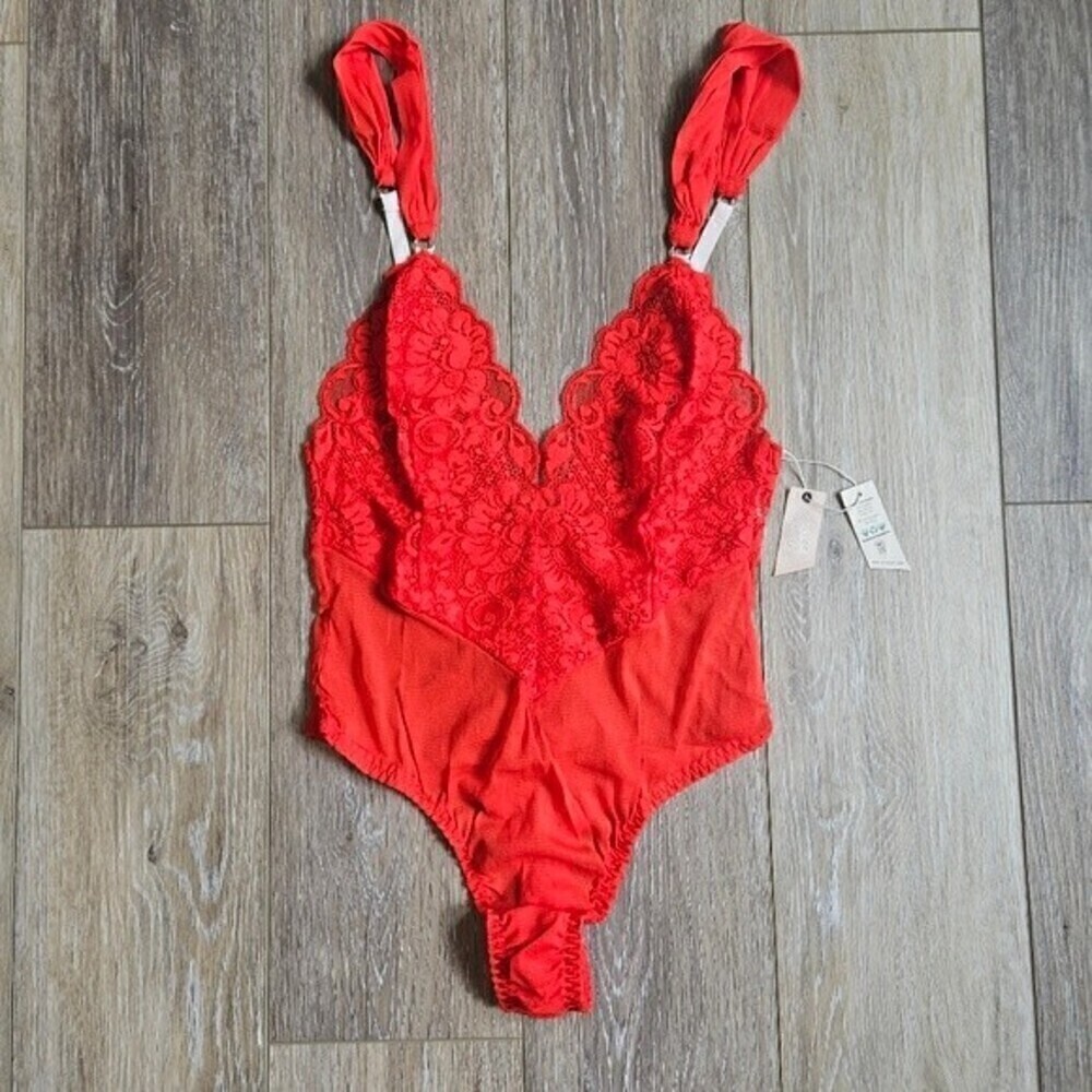 Free People We Are HAH Cheap And Cheerful Bodysuit Red Women's Small Revolve - Picture 6 of 13
